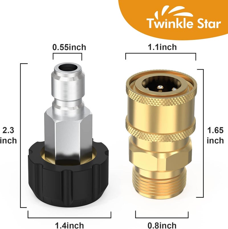 Twinkle Star Pressure Washer Quick Connect Fittings, Quick Connect Kit M22 14mm to 3/8 Inch, 4 Pieces - Image 4